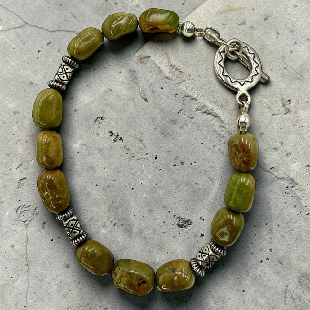Emerald Valley Mine Turquoise Nugget Bracelet Sterling Silver Southwestern 7.5” - Picture 10 of 17